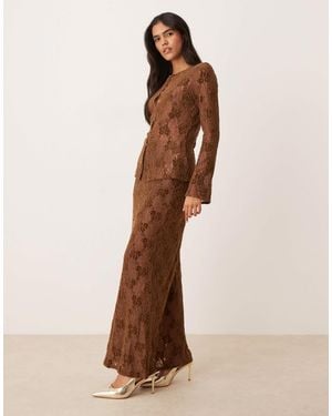 Pretty Lavish Lace Maxi Skirt Co-Ord - Brown