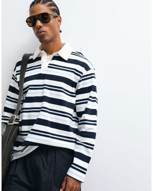 SELECTED 100% Cotton Long Sleeve Polo Shirt - Blue