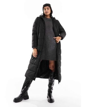 Noisy May Longline Padded Coat With Hood - Black