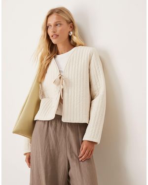 Vila Tie Front Quilted Jacket - Natural