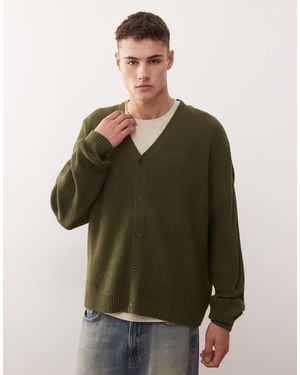 Collusion Boxy Knitted Cardigan - Green