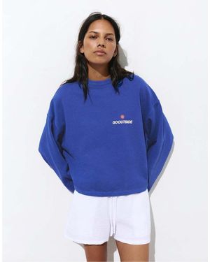 Pull&Bear Ruimvallend Sweatshirt Met Grafische Zonprint - Blauw
