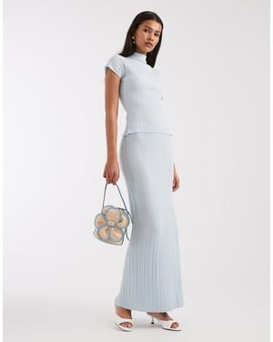 4th & Reckless Knitted Ribbed Maxi Skirt Co-Ord - White