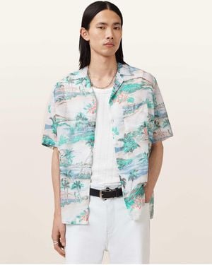 AllSaints – biarritz – kurzärmliges hemd - Blau