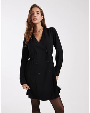 French Connection Crepe Double Breasted Tailored Mini Dress - Black
