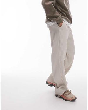 TOPMAN Pantaloni Plissé A Fondo Ampio Color Pietra Chiaro - Grigio