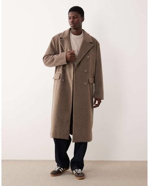 ASOS Oversized Longline Wool Look Coat - Brown