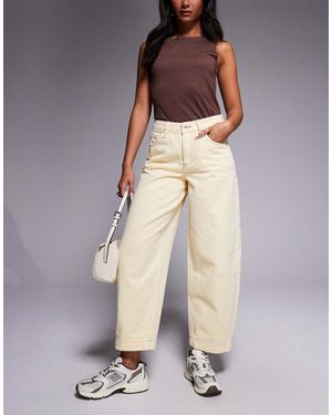 River Island High Waisted Barrel Jeans - Natural