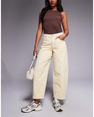 River Island High Waisted Barrel Jeans - Natural