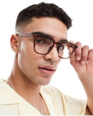 ASOS Round Glasses With Tortoiseshell Frame And Clear Lens - Brown