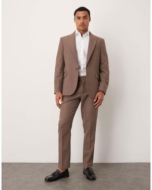 ASOS Slim Wool Mix Suit Pants - Natural