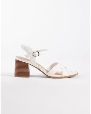 New Look Cross Strap Block Heeled Sandal - White