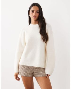 Gina Tricot Pullover aus strick mit rundhalsausschnitt aus wolle und alpaka - Weiß