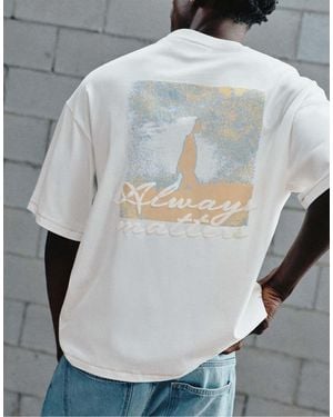 Pull&Bear Embroidered Graphic T-Shirt - Grey