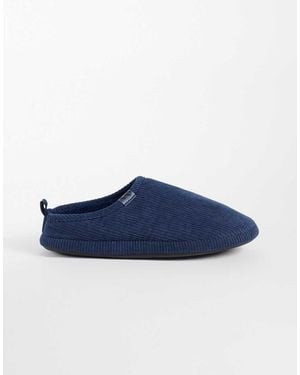 Threadbare Cord Slippers - Blue