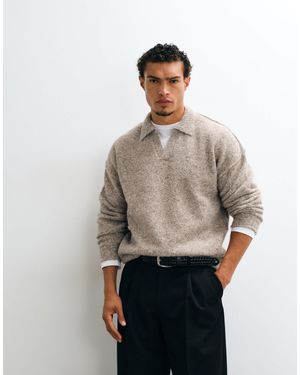 ASOS Lockerer strickpullover mit sichtbaren nähten und schlitzkragen - Grau