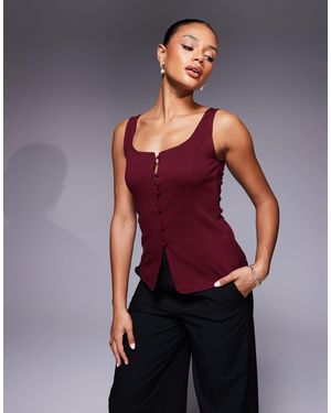 ASOS Jersey Twill Scoop Neck Waistcoat - Red