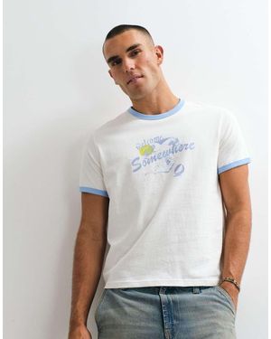 Weekday T-Shirt Ringer Con Stampa Grafica Sporco - Bianco