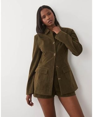 Kaiia Blazer Largo De Ante Sintético Entallado En La Cintura En, Exclusivo, Conjunto-Multi - Verde