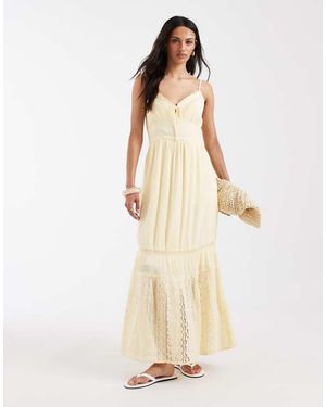 Hollister Vestido Largo De Tirantes Con Detalle De Encaje Bordado - Neutro