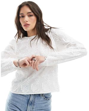 Object Top Met Lange Mouwen En Appliqué - Grijs