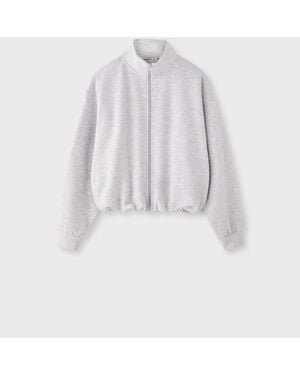 Stradivarius Sweat-shirt court à col montant en chiné - Blanc