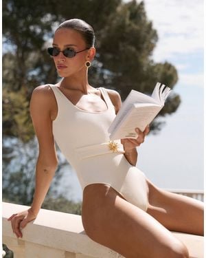 4th & Reckless – gekräuselter badeanzug - Weiß