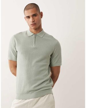 SELECTED Zip Polo Shirt - Grey