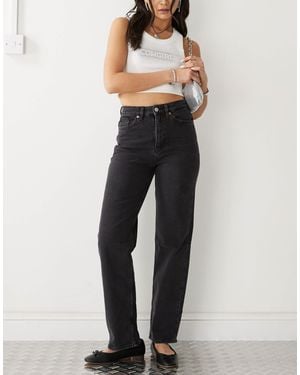 Monki Zami High Waist Straight Leg Jeans - Black