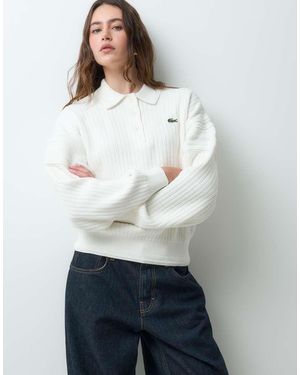 Lacoste Texture Detail Cotton Knit Polo - White
