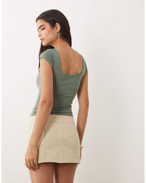 Abercrombie & Fitch Reversible Scoop Neck Top With Removable Bra - Natural