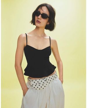 Bershka Peplum Corset Top - Metallic