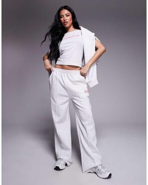 Kaiia Cotton Blend Puff Printed Logo Seam Detail Wide Leg jogger Co-ord - Purple