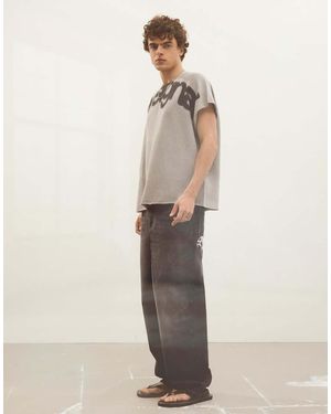 Bershka Jeans Extra Larghi Neri Ricamati - Neutro