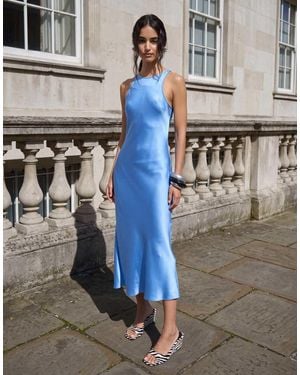 & Other Stories Bias Cut Satin Midi Dress - Blue