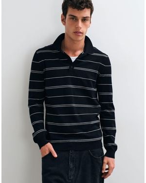 Only & Sons Strick-polo mit en und grauen streifen - Blau