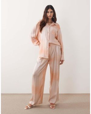 ARRANGE Satin Wide Leg Trouser Co-ord - Pink