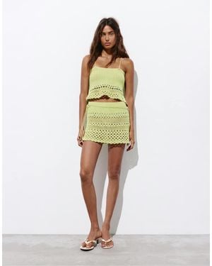 Pull&Bear Gehaakte Mini Rok - Groen