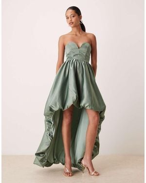 True Decadence Strapless Hi Low Maxi Dress - Green