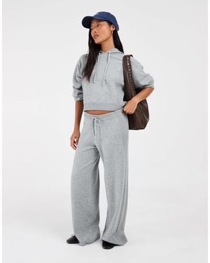 Only Petite Wide Leg Knit Pants - White