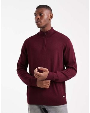 Threadbare Jersey Con Cremallera Corta De Punto De -Rojo