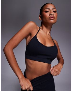 4505 Seamless Baby Rib Light Support Sports Bra - Black