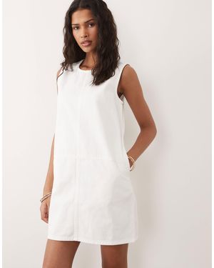 Threadbare Robe courte sans manches en jean - Blanc