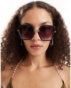 River Island – eckige oversize-sonnenbrille - Braun