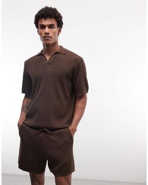 ASOS Knitted Airtex Shorts - Brown