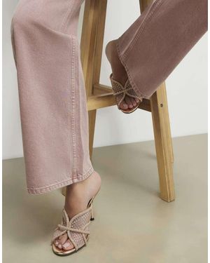 River Island Diamante Mesh Heeled Mules - Natural