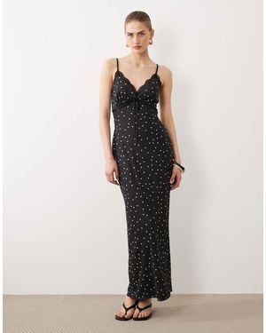 ASOS Lace Detail Polka Dot Mesh Cami Dress - Multicolor