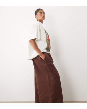 ASOS Asos Design Curve Cotton Twill Wide Leg Trouser - Brown
