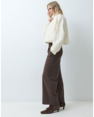 JDY Petite Button Detail Wide Leg Dad Pants - White