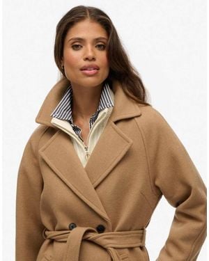 Superdry Relaxed Long Wool Coat - Brown
